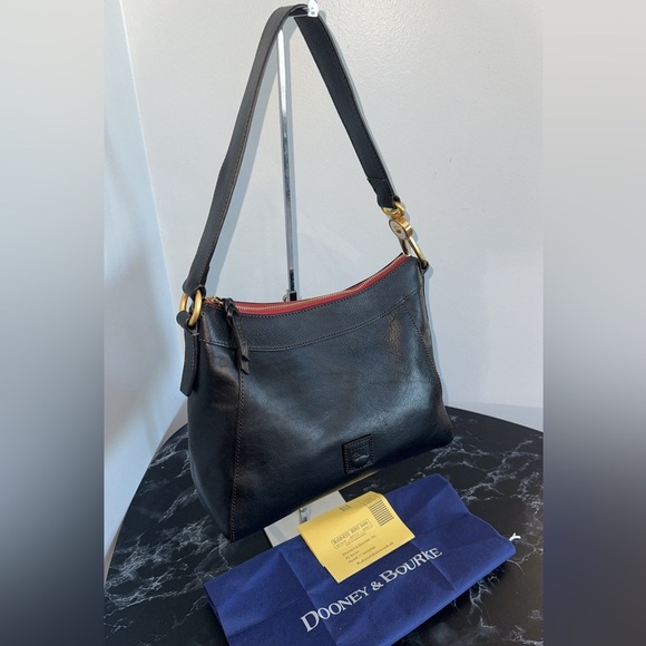 DOONEY & BOURKE Handbag Florentine Laurel Hobo Black Italian Leather AUTHENTIC - Picture 2 of 11